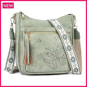 Medium Vegan Leather Crossbody Bag with Adjustable Strap and Multiple Pockets